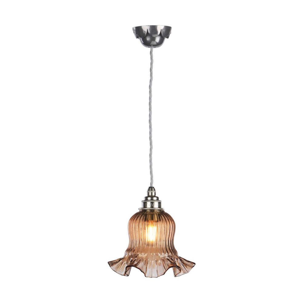 Mia Single Pendant Pewter with Tobacco Glass