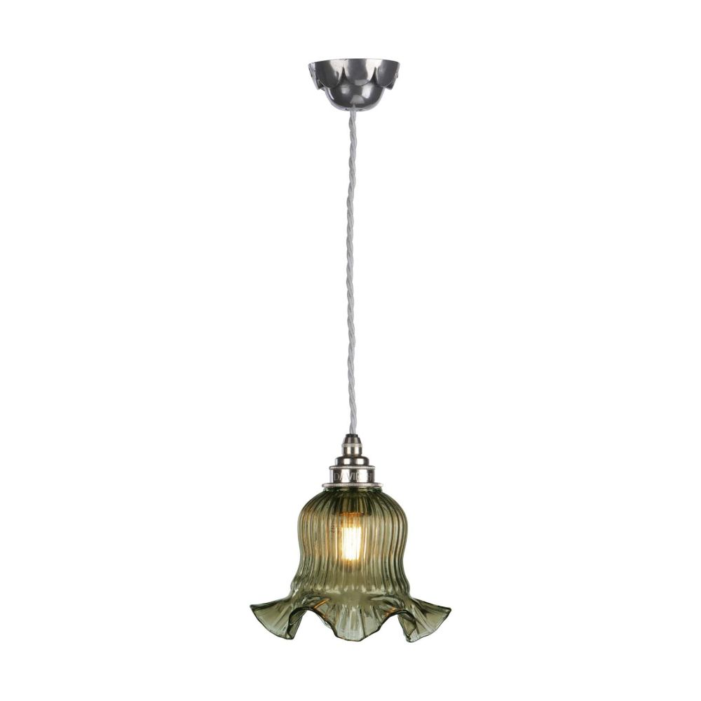 Mia Single Pendant Pewter with Moss Glass