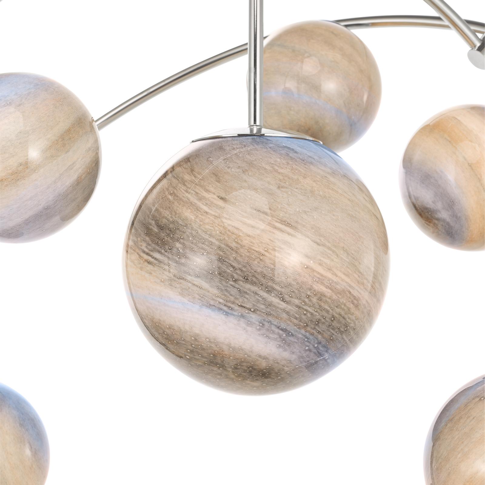 Mikara 7 Light Pendant Polished Chrome Marble Effect Glass