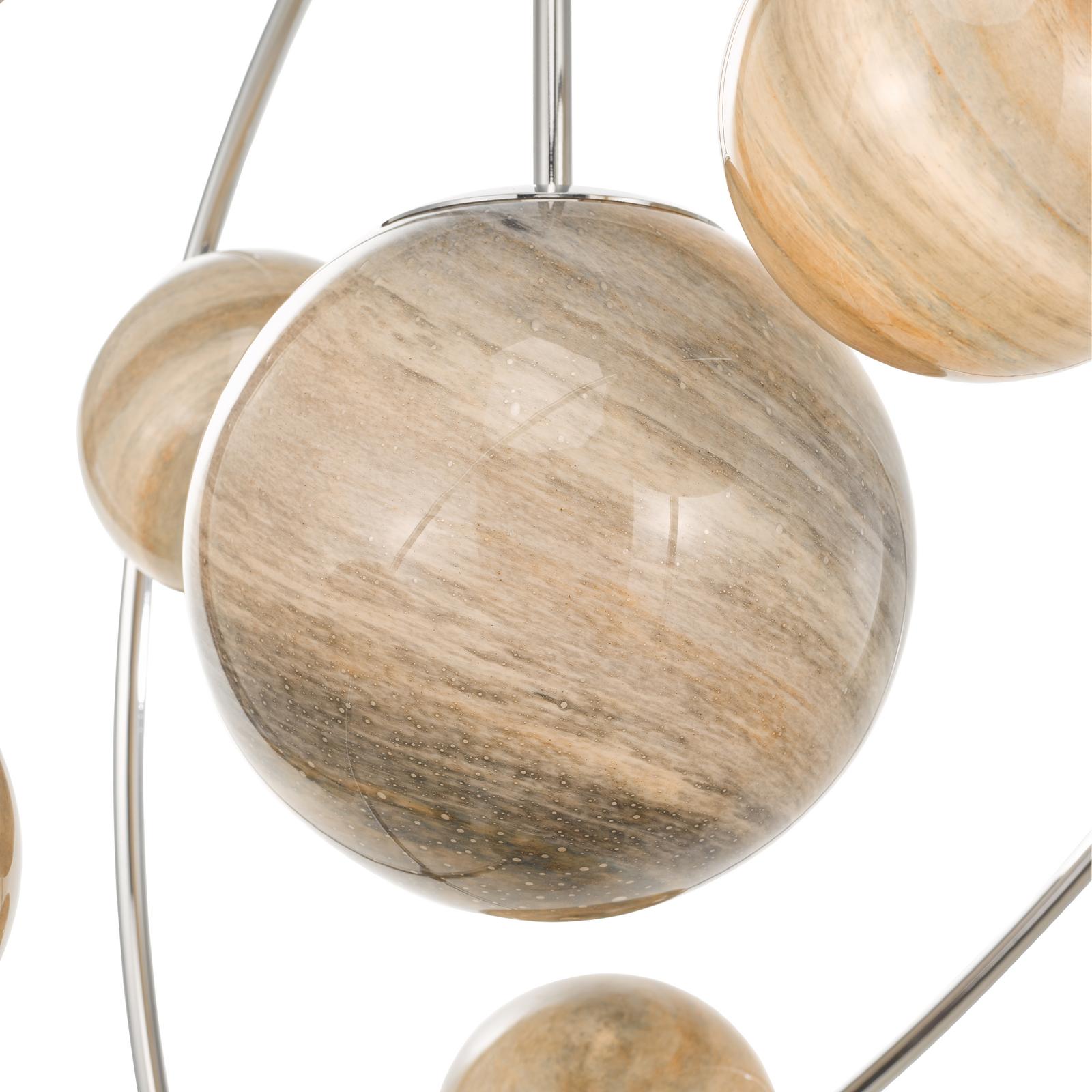 Mikara 7 Light Pendant Polished Chrome Marble Effect Glass