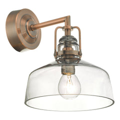 Miles Wall Light Antique Copper Smoked Glass