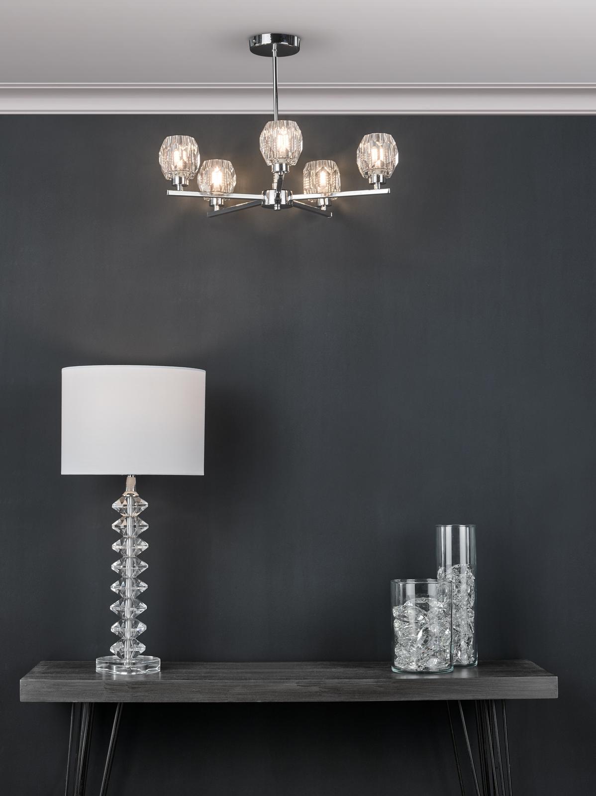 Mina Table Lamp Polished Chrome & Crystal With Shade