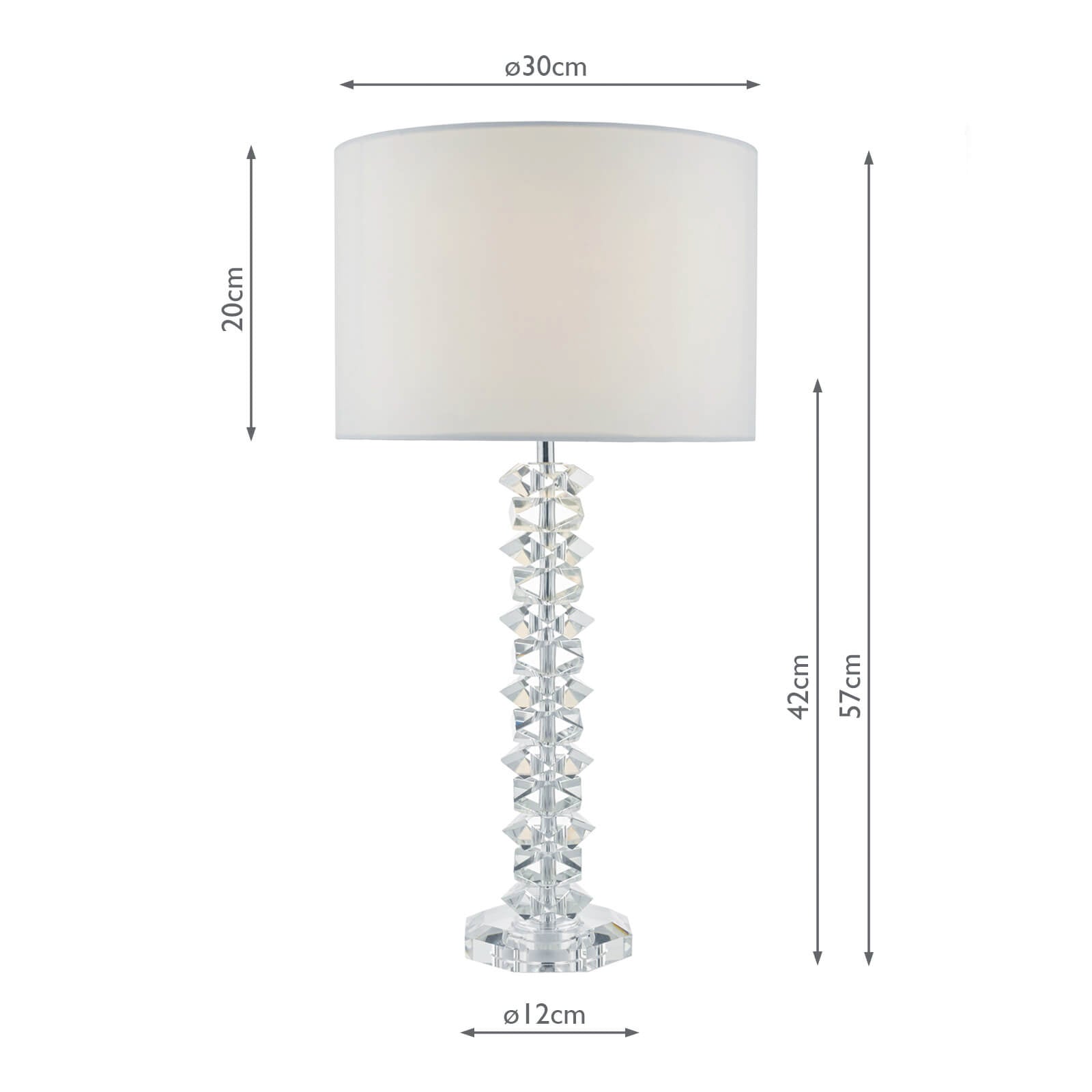 Mina Table Lamp Polished Chrome & Crystal With Shade