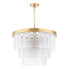 Moesha 6 Light Pendant Natural Brass and Ribbed Glass