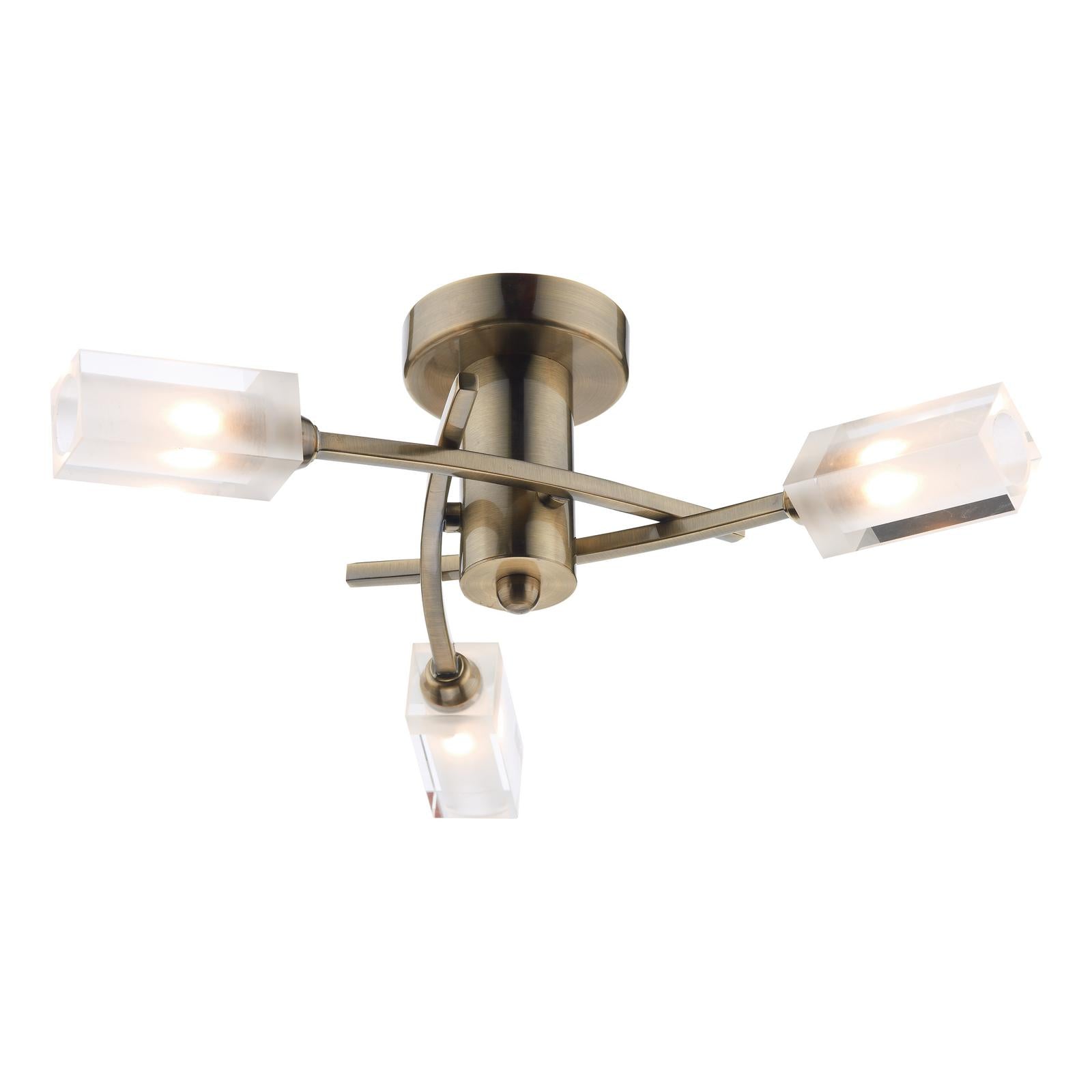 Morgan 3 Light Semi Flush Antique Brass