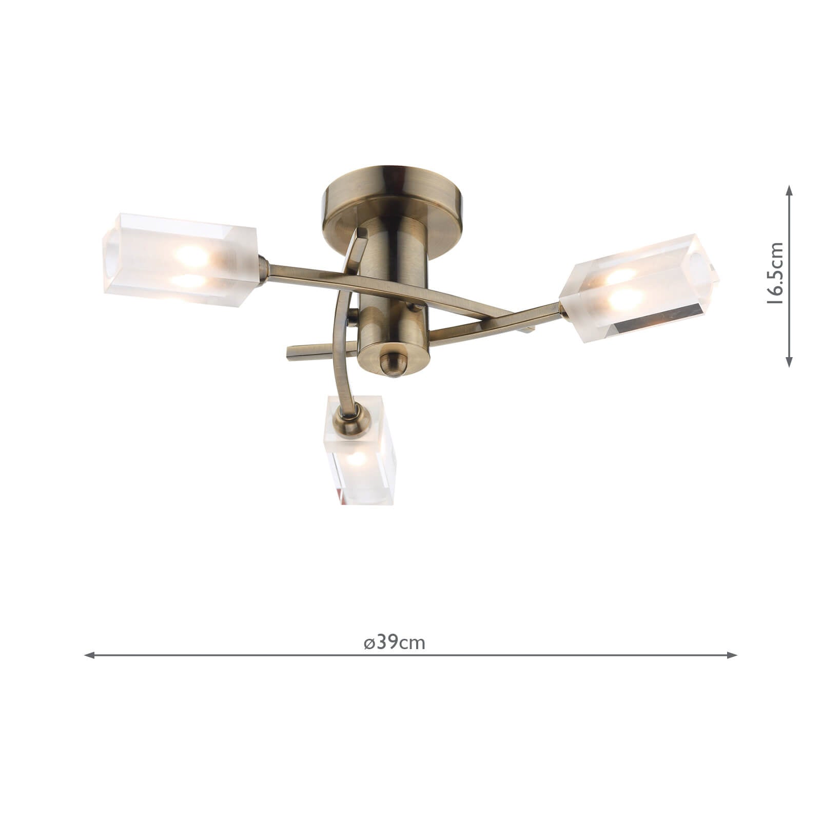 Morgan 3 Light Semi Flush Antique Brass