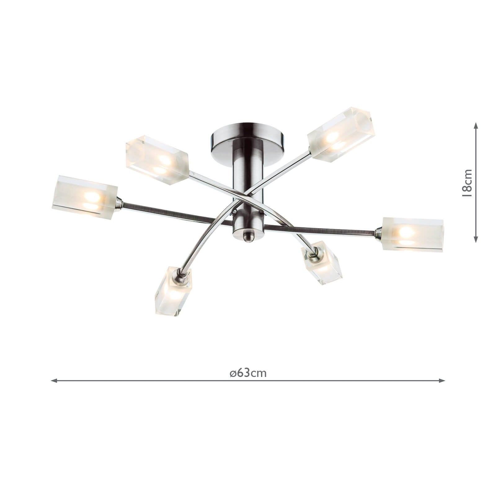 Morgan 6 Light Semi Flush Satin Chrome