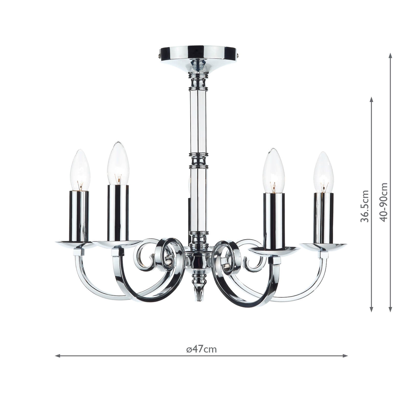 Murray 5 Light Dual Mount Pendant Polished Chrome