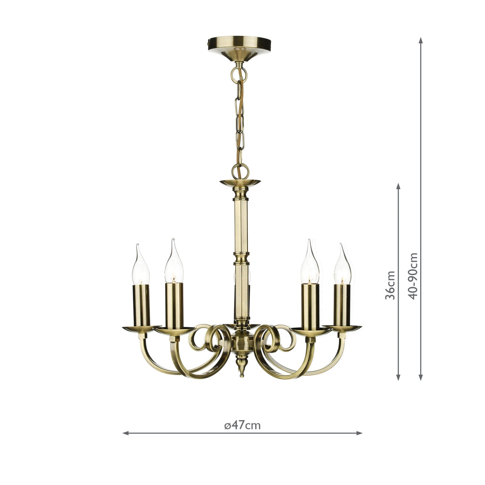 Murray 5 Light Dual Mount Pendant Antique Brass