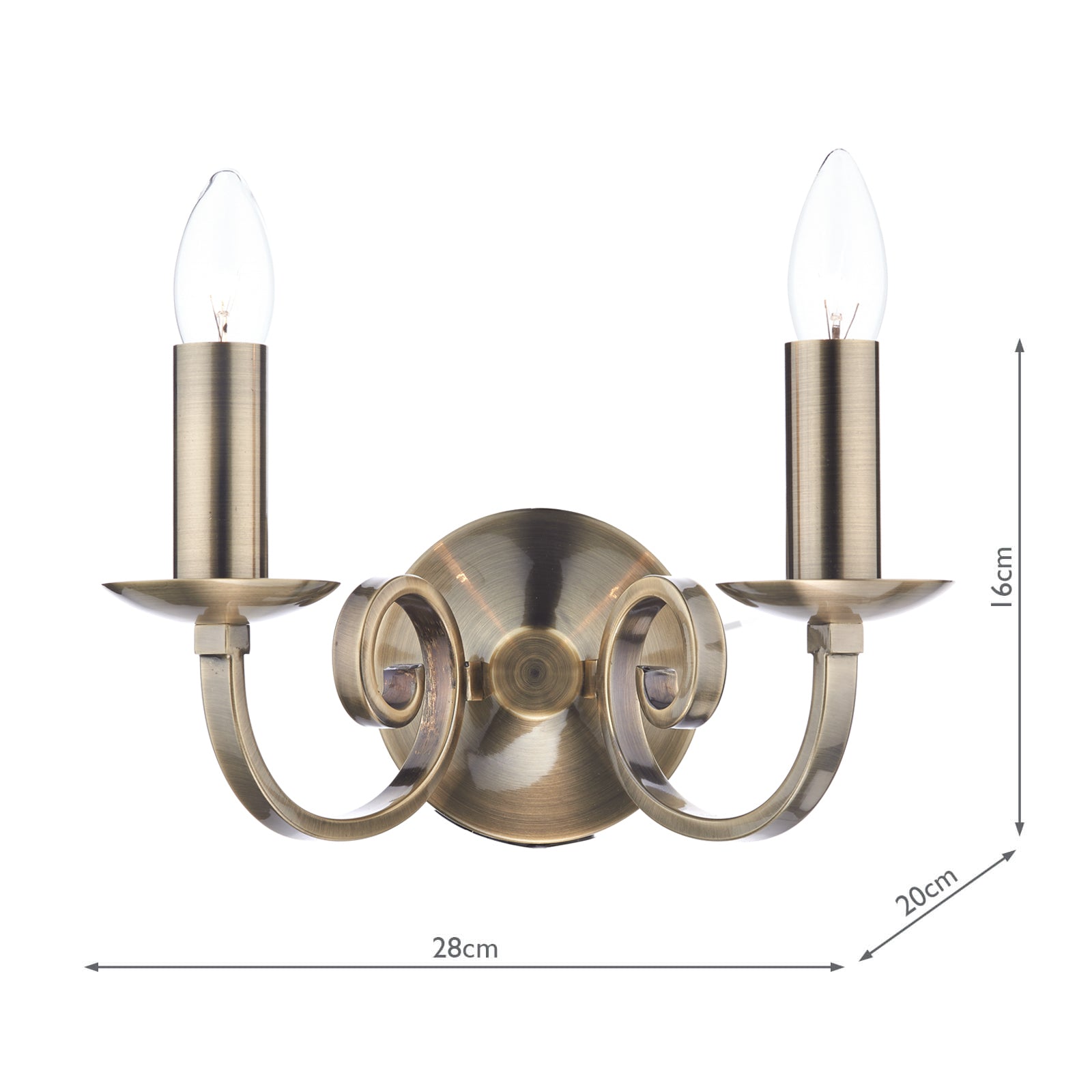 Murray Double Wall Bracket Antique Brass
