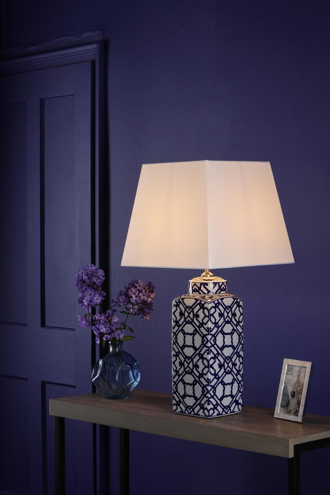 Mystic Table Lamp Blue Ceramic With Shade