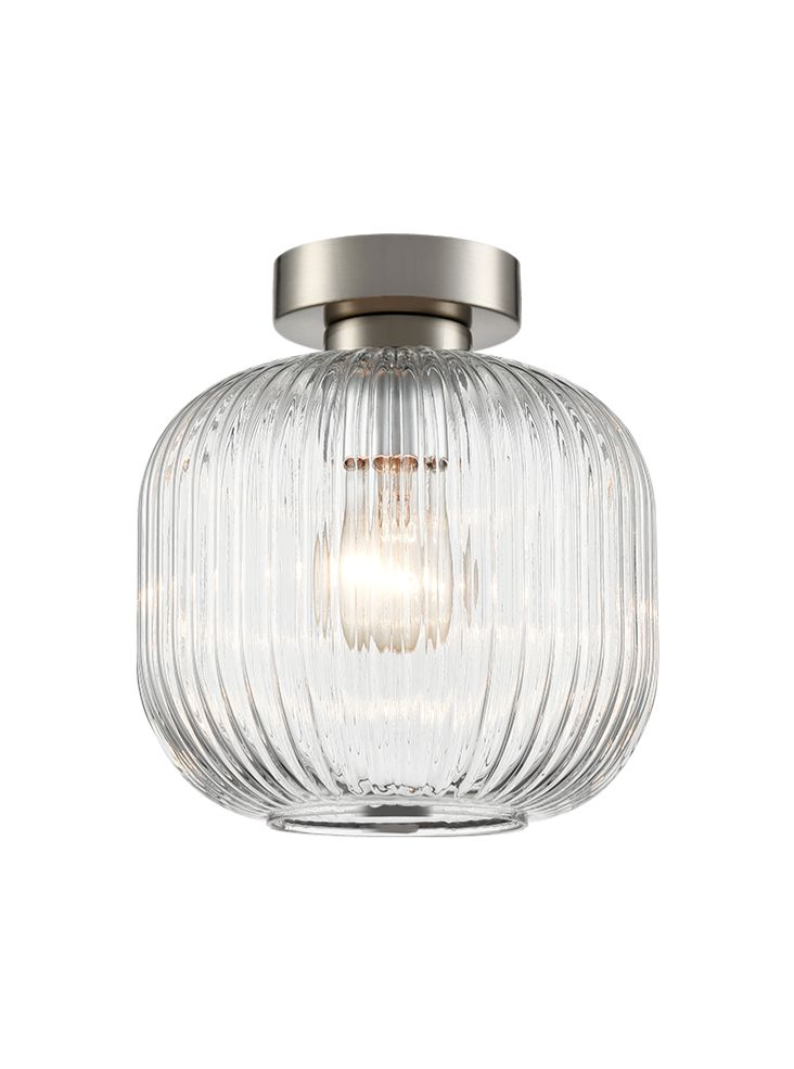 Mezcla Flush Fitting satin nickel with clear glass