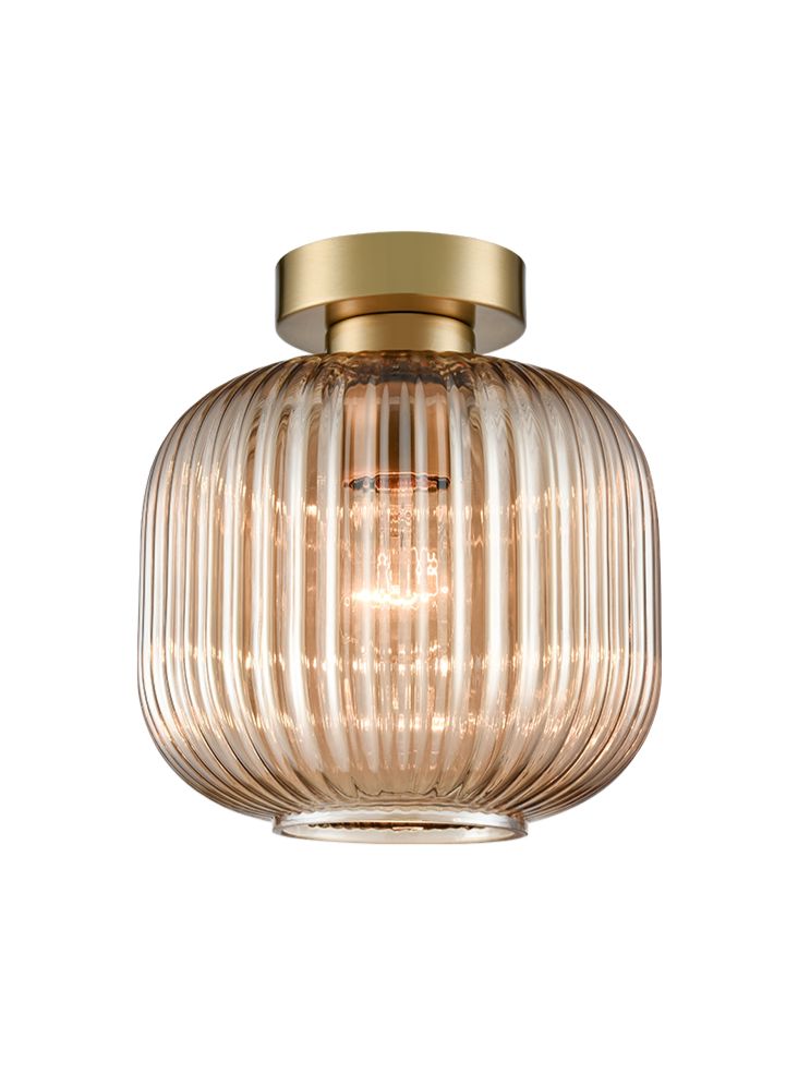 Mezcla Flush Fitting aged brass with amber glass