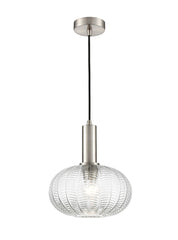Mezcla pendant in satin nickel with chevron clear glass 260mm