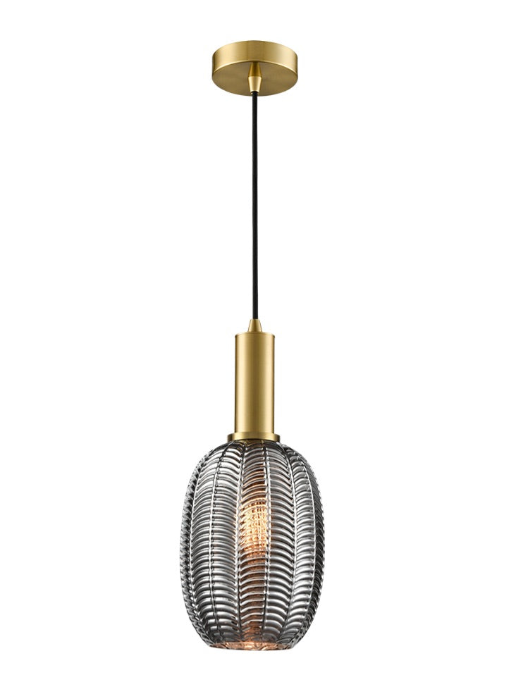 Mezcla pendant aged brass with chevron smoked glass 180mm