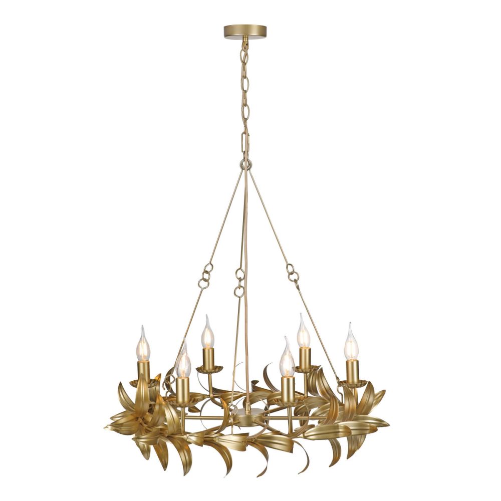 dar Lighting  Nadria 6 Light Pendant Satin Gold