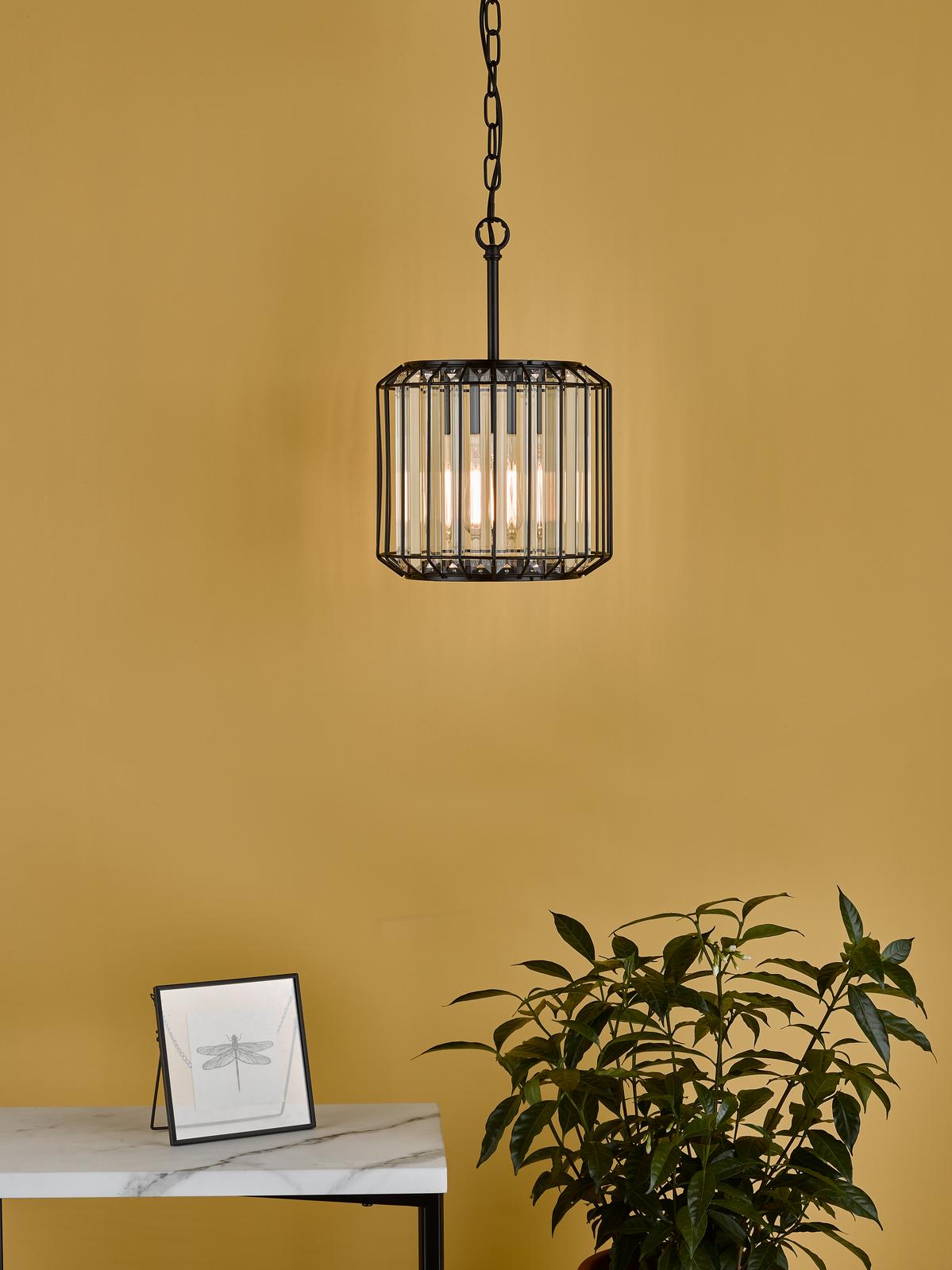 Naeva Pendant Satin Black & Crystal