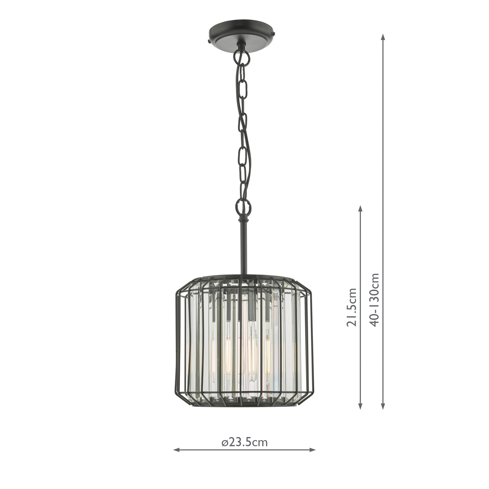 Naeva Pendant Satin Black & Crystal