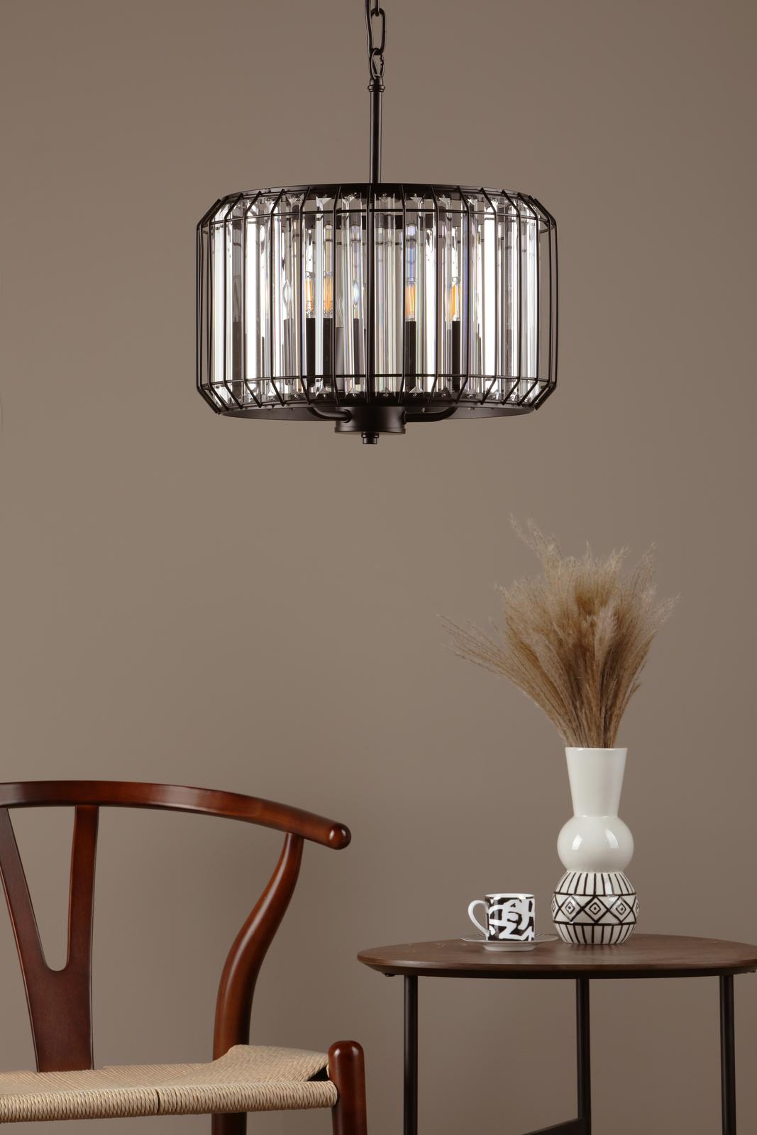 Naeva 3 Light Pendant Satin Black Crystal