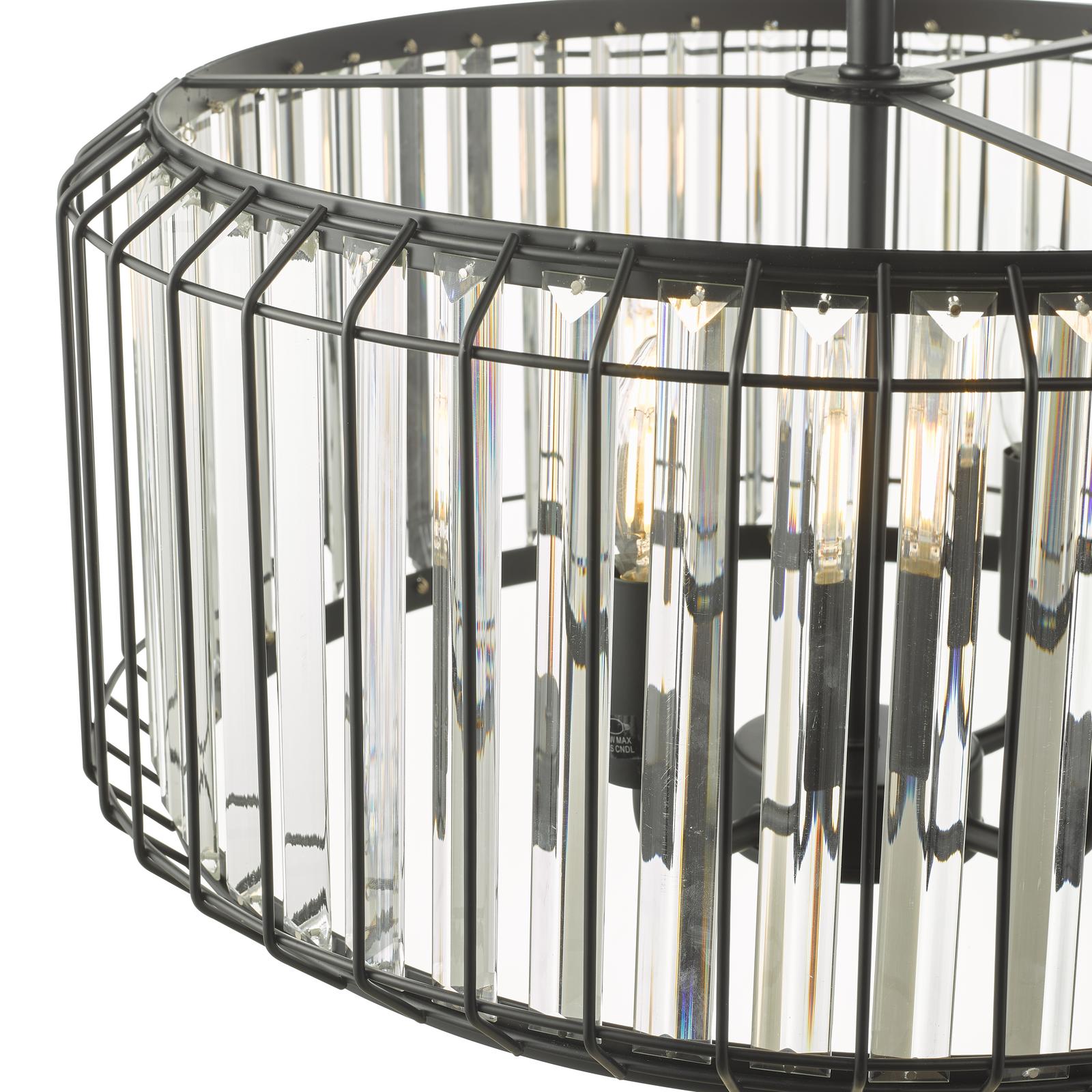 Naeva 4 Light Pendant Satin Black Crystal
