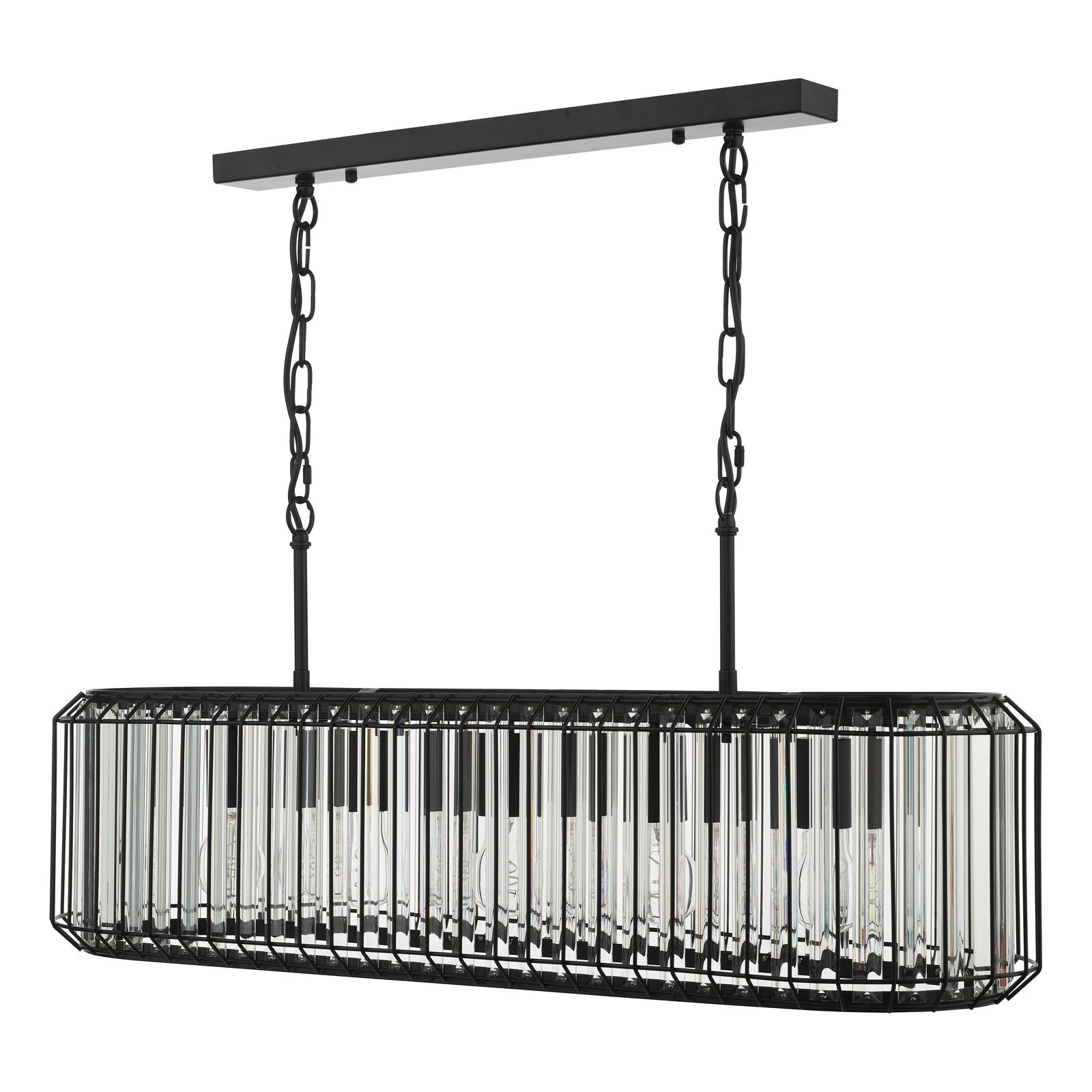 Naeva 5 Light Pendant Matt Black and Crystal