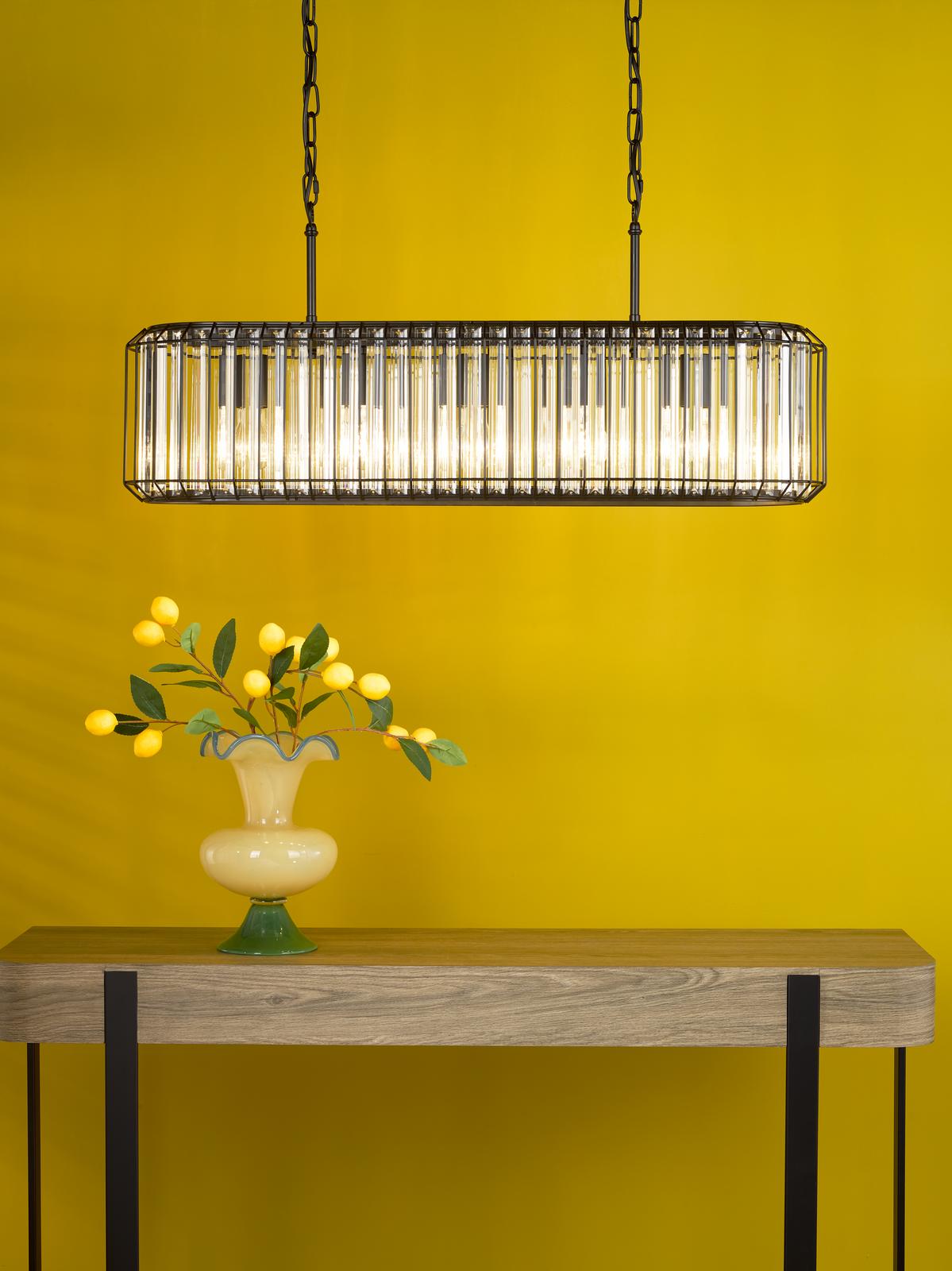 Naeva 5 Light Pendant Matt Black and Crystal