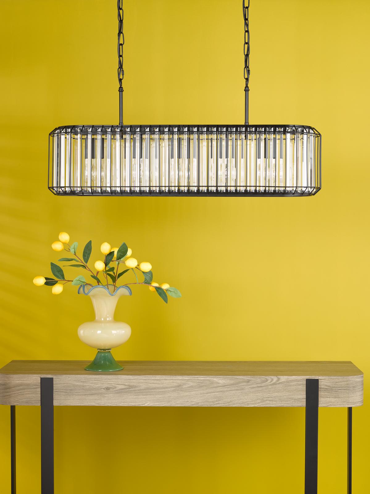 Naeva 5 Light Pendant Matt Black and Crystal