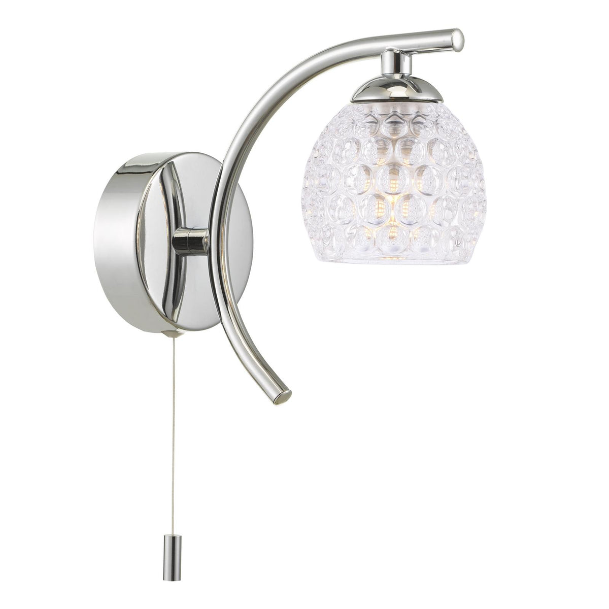 Nakita Wall Light Polished Chrome With Dimpled Open Glass