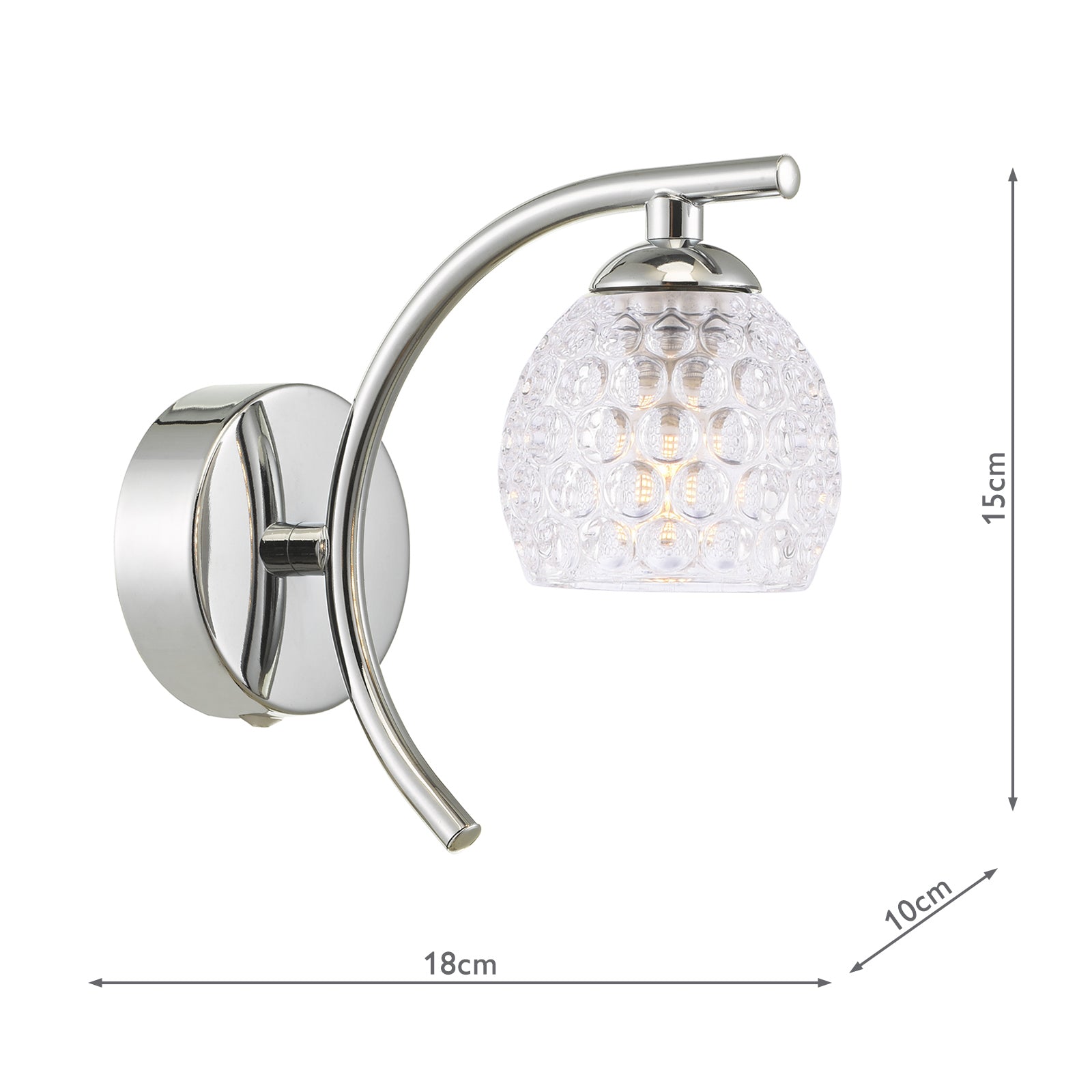 Nakita Wall Light Polished Chrome With Dimpled Open Glass