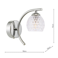Nakita Wall Light Polished Chrome With Dimpled Open Glass