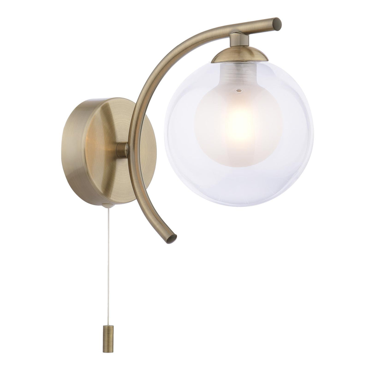 Nakita Wall Light Antique Brass With Clear/Opal Glass