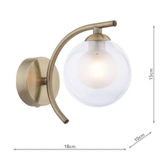 Nakita Wall Light Antique Brass With Clear/Opal Glass