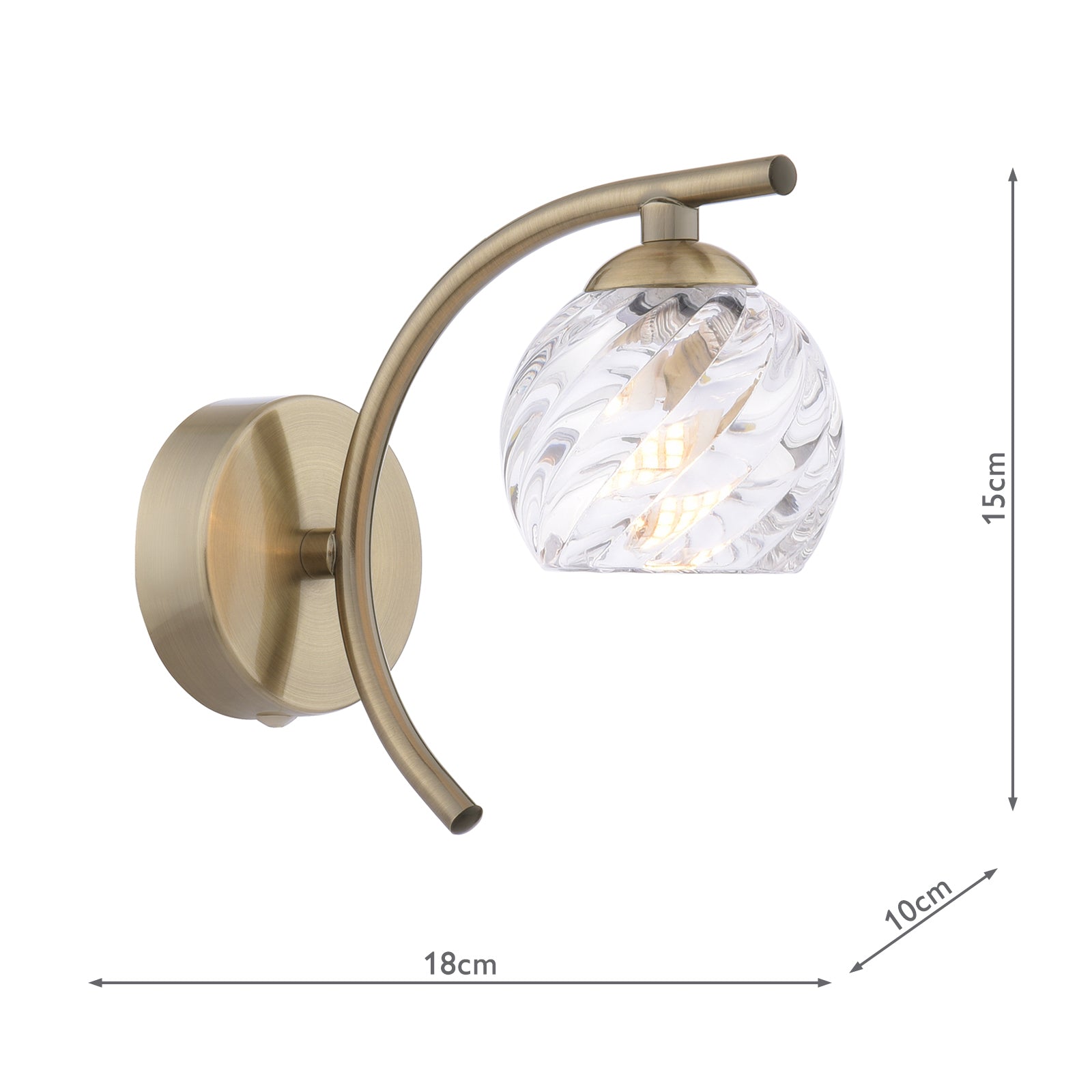 Nakita Wall Light Antique Brass With Twisted Open Glass