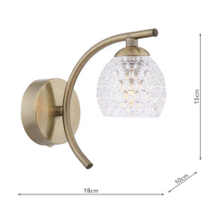 Nakita Wall Light Antique Brass With Dimpled Open Glass
