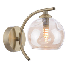 Nakita Wall Light Antique Brass With Organic Amber Glass