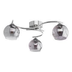 Nakita 3 Light Semi Flush Polished Chrome With Organic Smoked Glass
