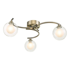 Nakita 3 Light Semi Flush Antique Brass With Clear/Opal Glass
