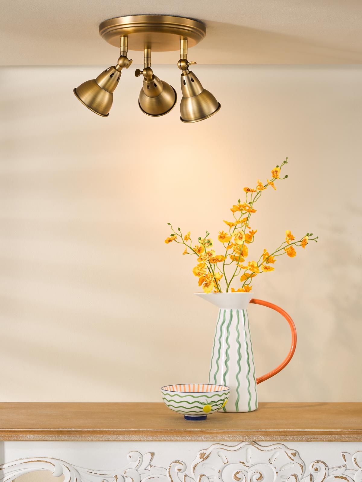 Nathaniel 3 Light Plate Spotlight Aged Brass