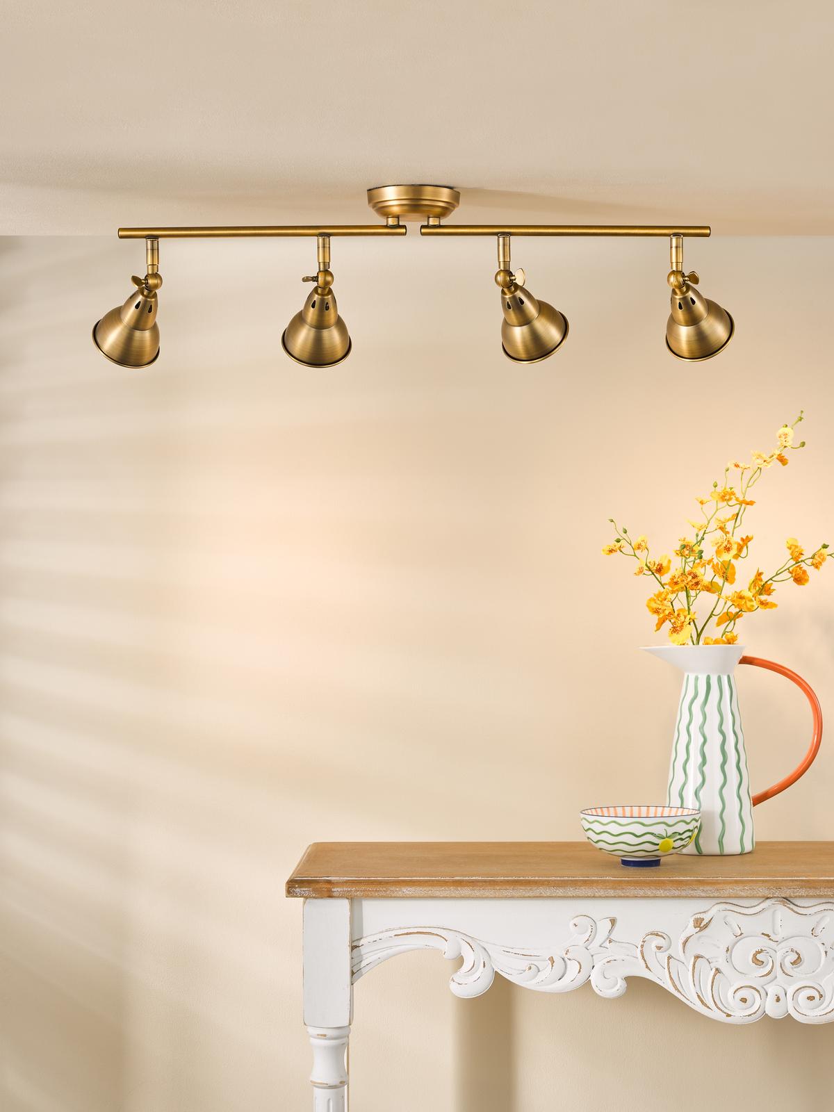 Nathaniel 4 Light Bar Spotlight Aged Brass