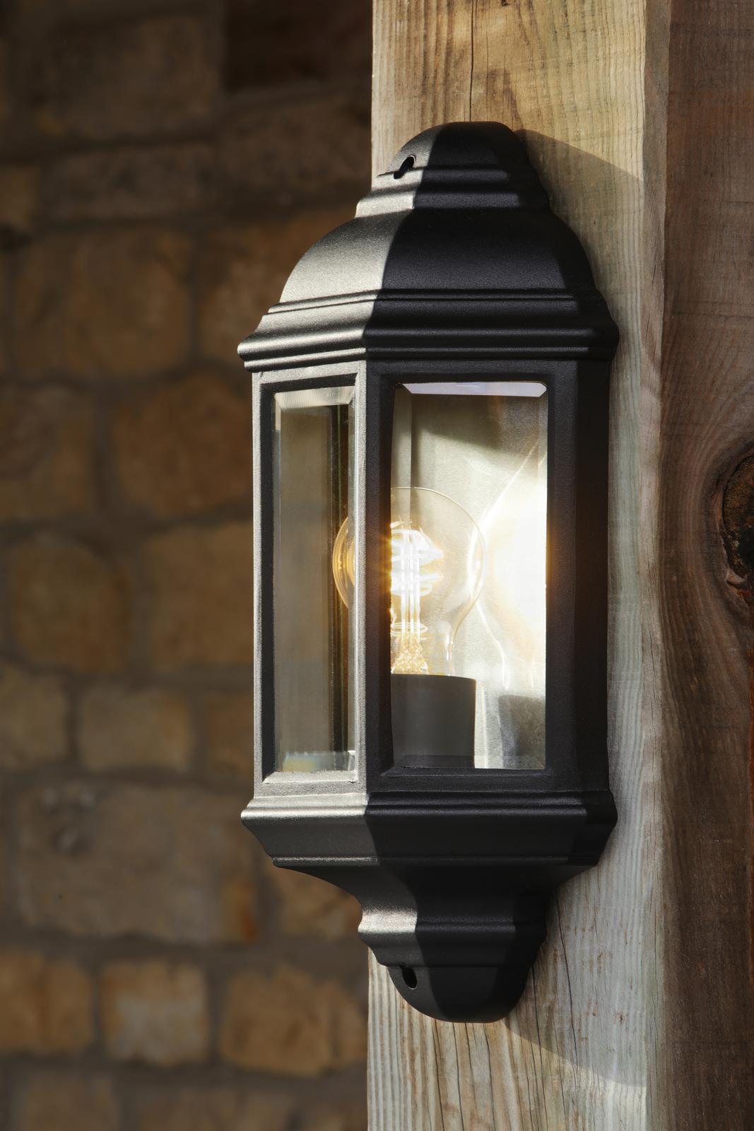 Nelson Outdoor Wall Light Matt Black and Glass IP44