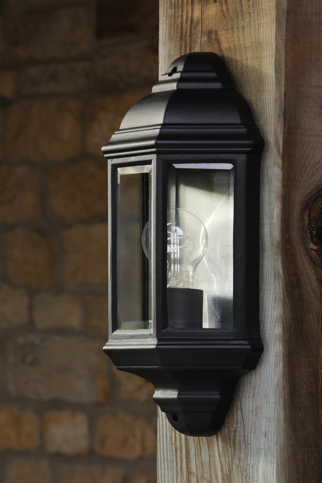Nelson Outdoor Wall Light Matt Black and Glass IP44
