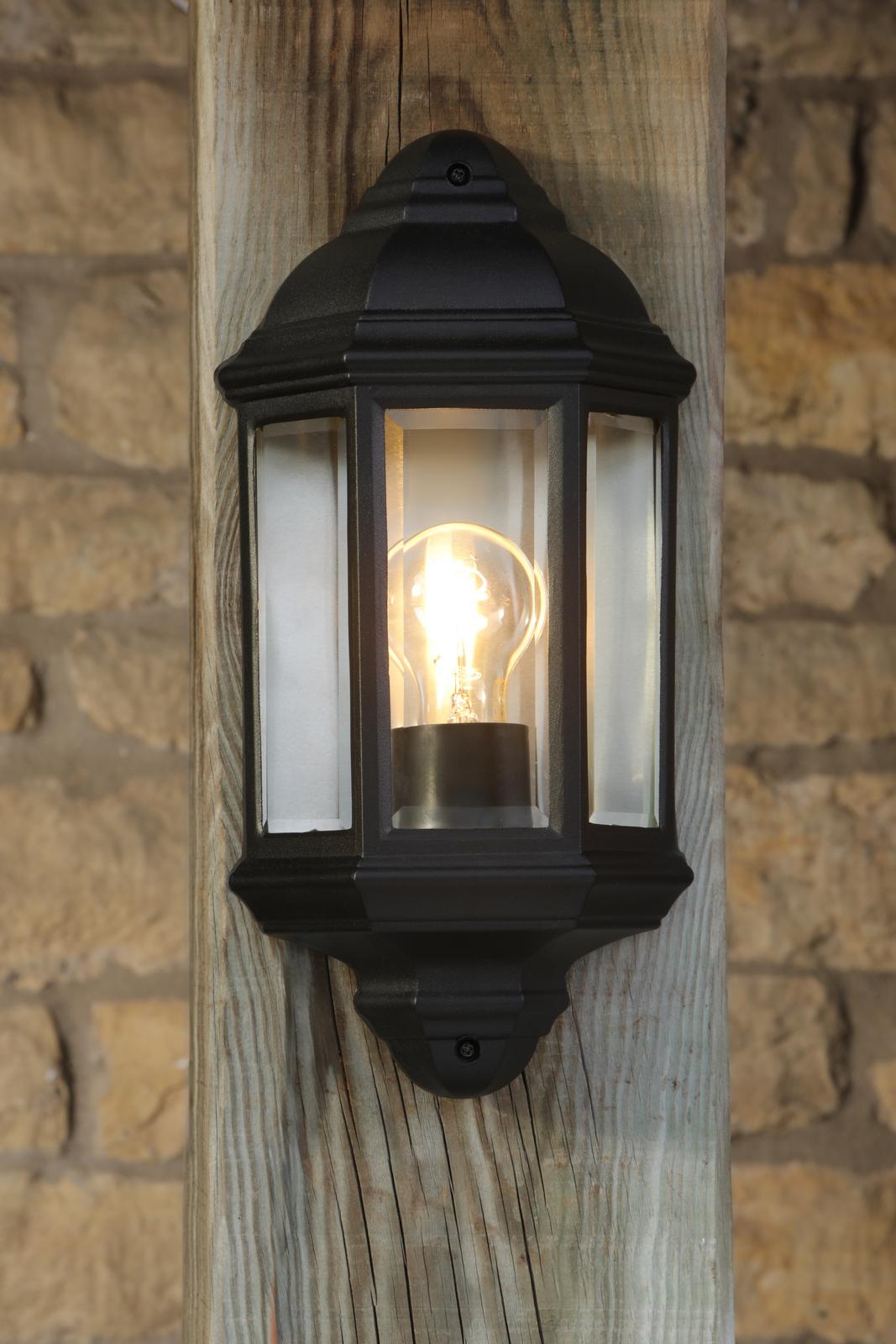Nelson Outdoor Wall Light Matt Black and Glass IP44