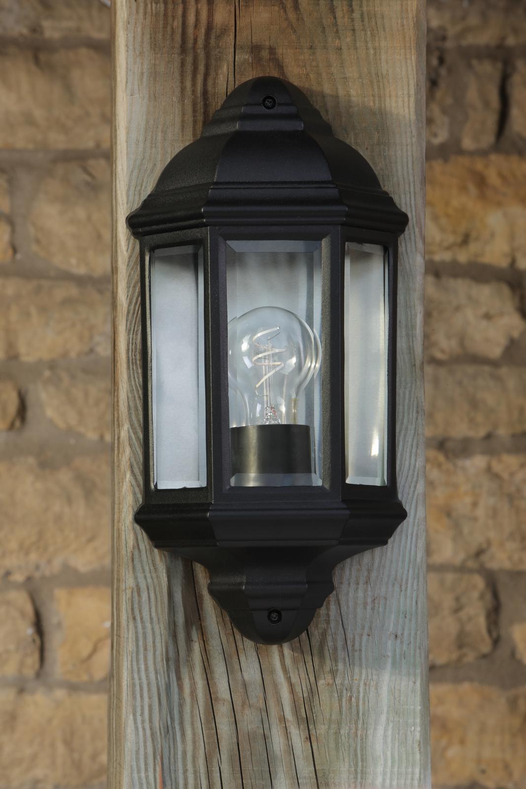 Nelson Outdoor Wall Light Matt Black and Glass IP44