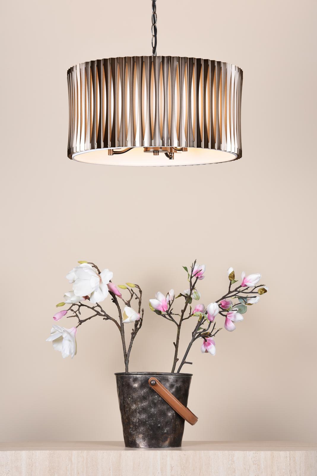 Netra 3 Light Pendant Satin Bronze and Ivory