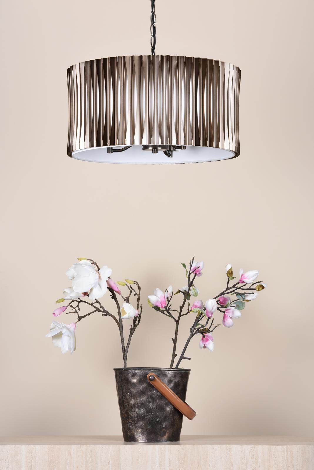 Netra 3 Light Pendant Satin Bronze and Ivory