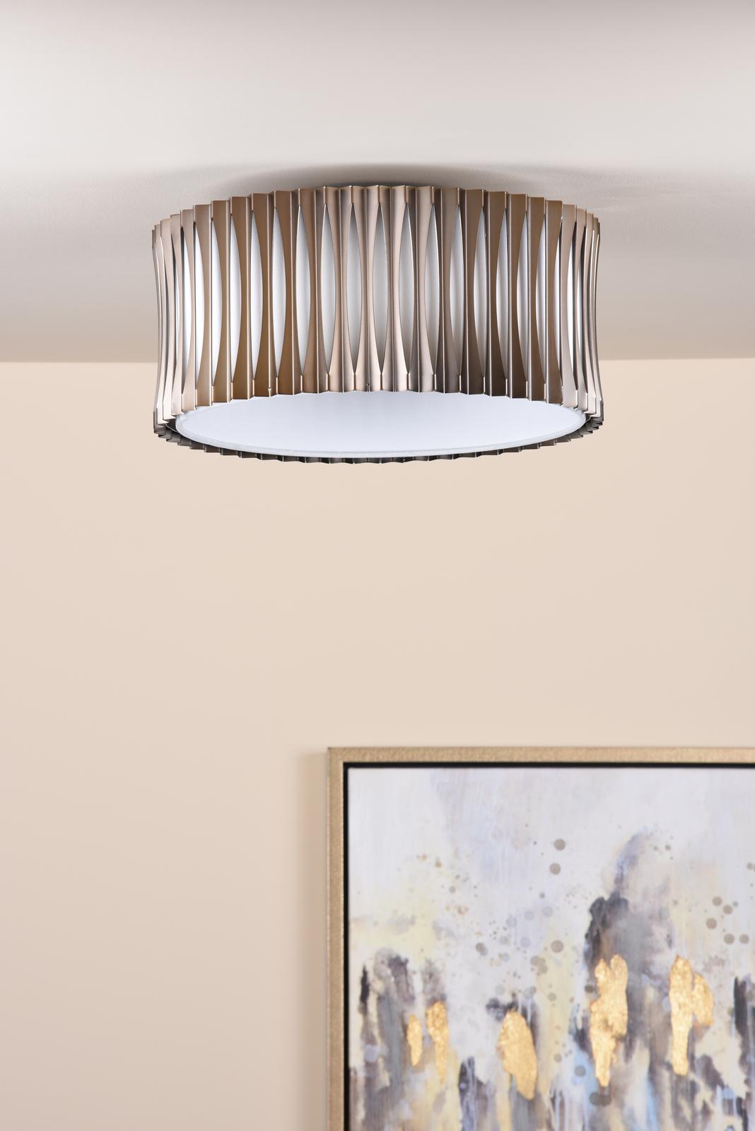Netra 3 Light Flush Satin Bronze and Ivory