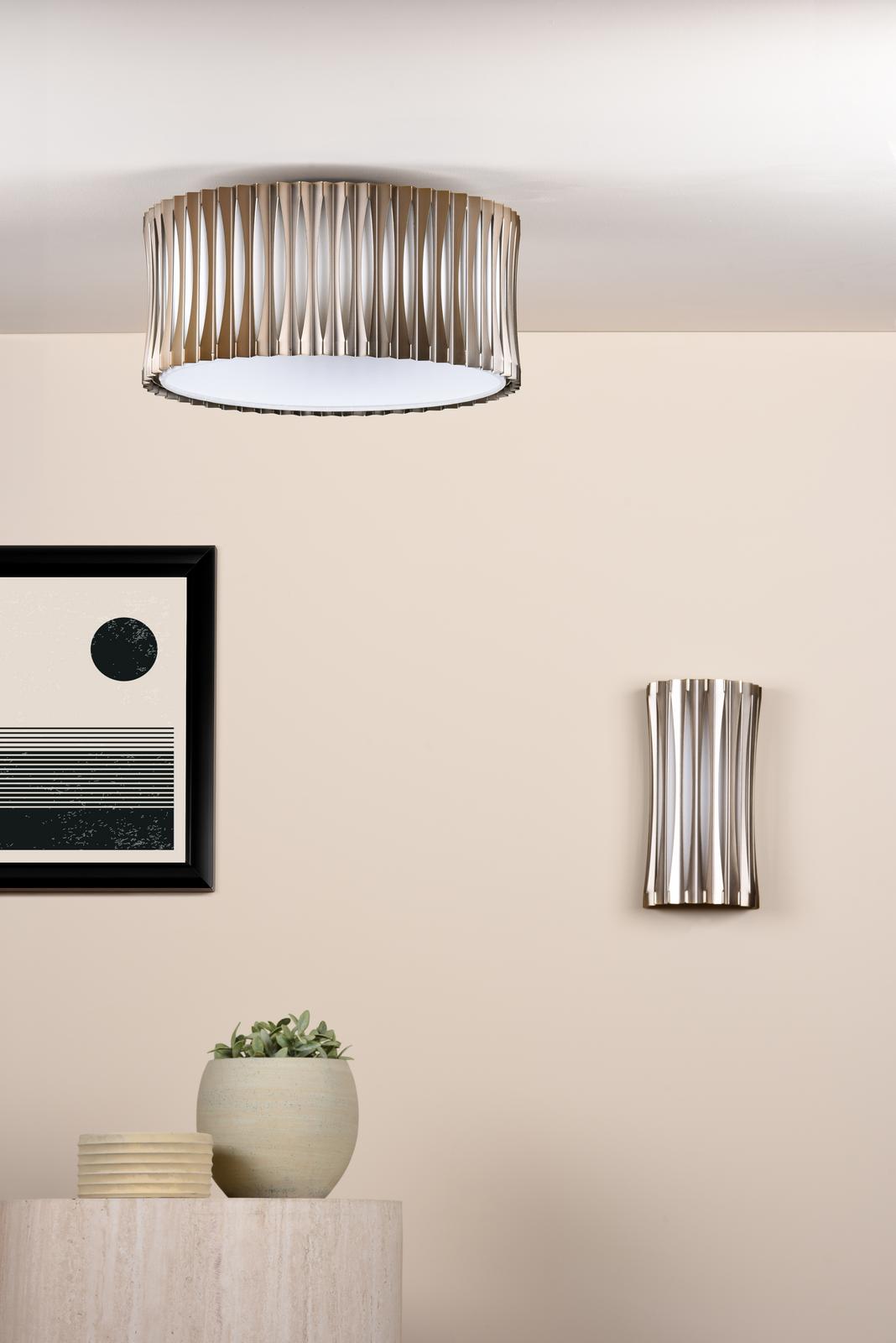 Netra 3 Light Flush Satin Bronze and Ivory