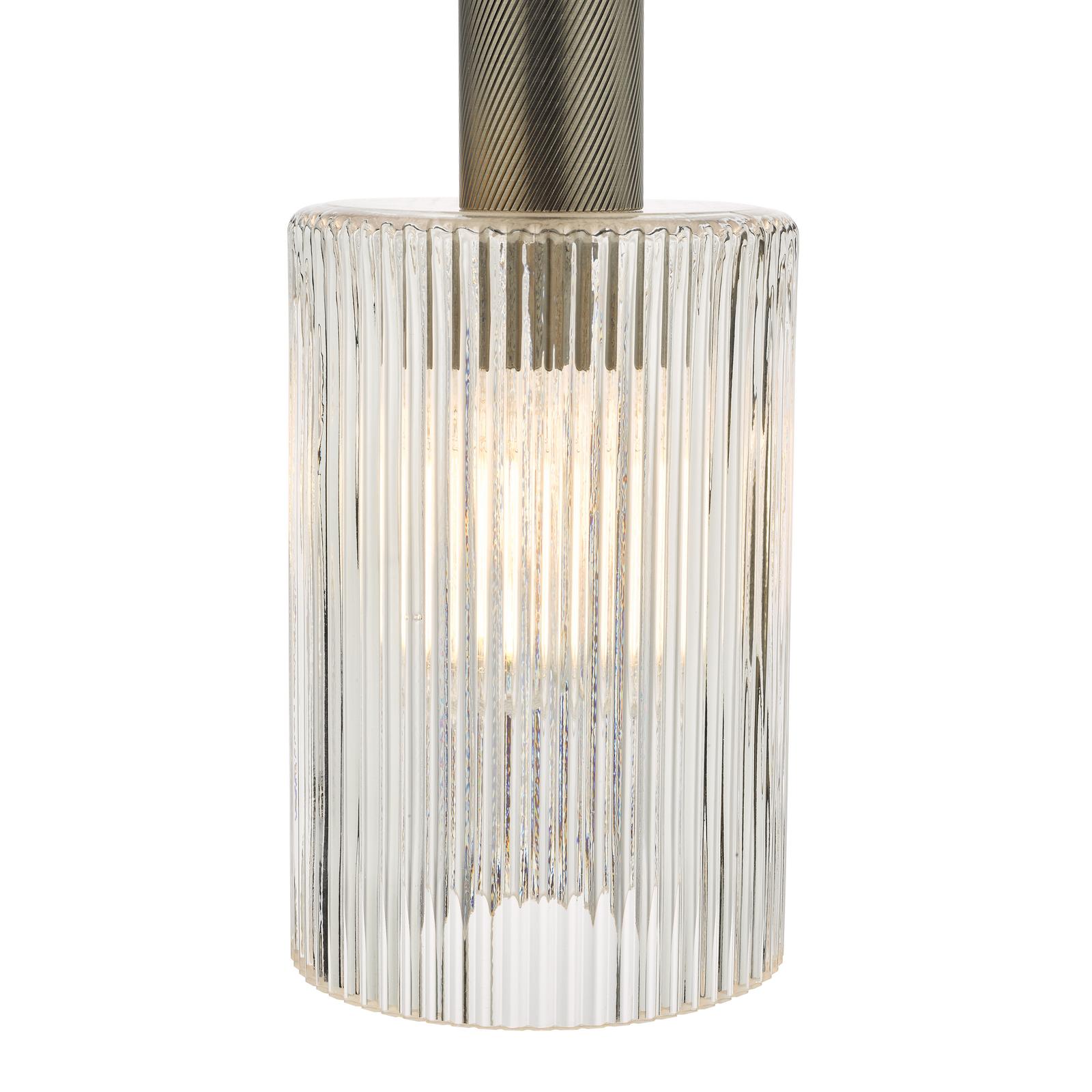 Nikolas Pendant Antique Chrome Ribbed Cylinder Glass