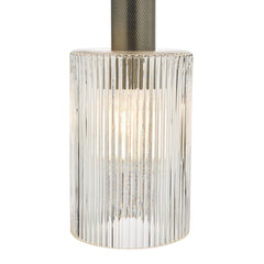 Nikolas Pendant Antique Chrome Ribbed Cylinder Glass