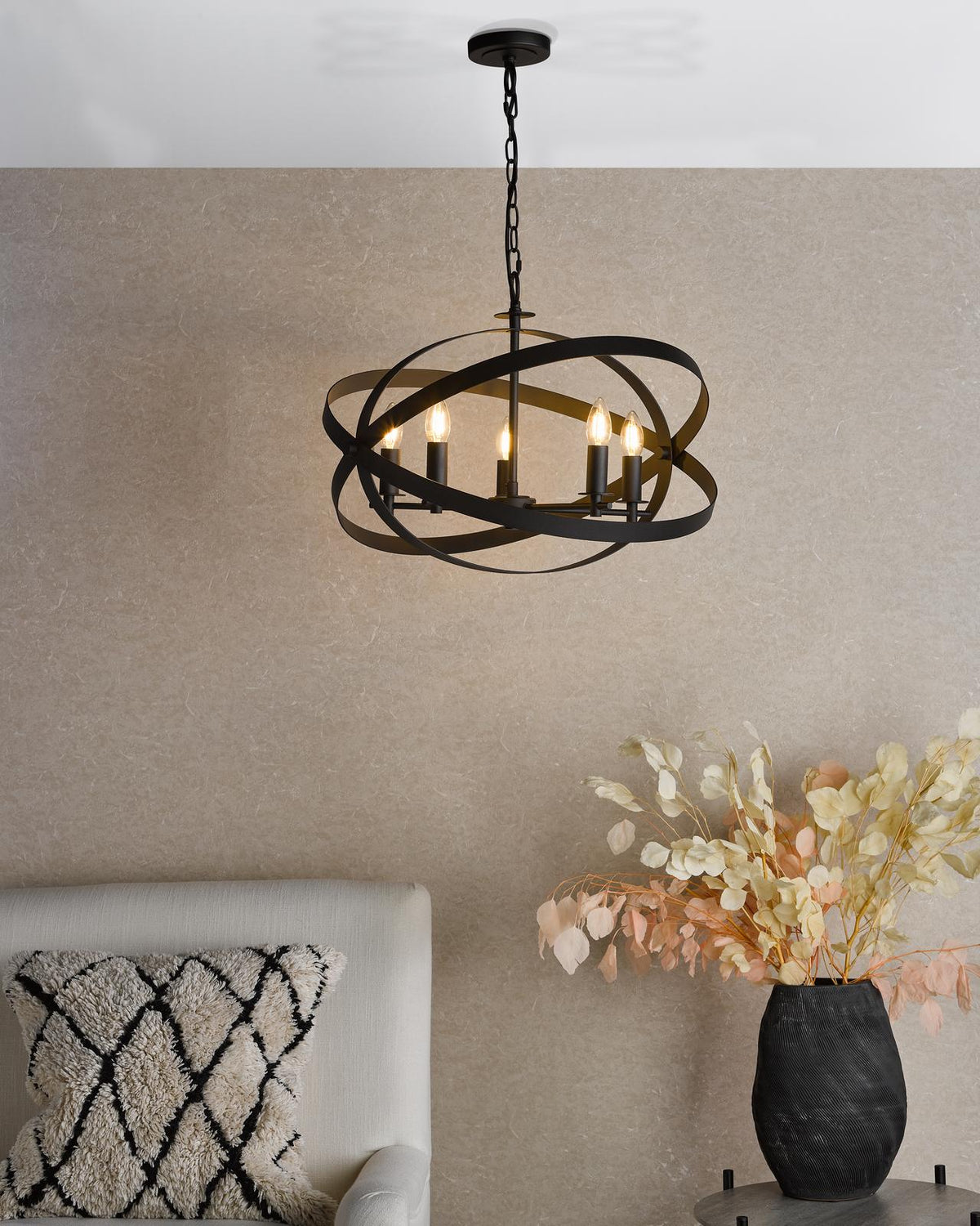 Nitya 5 Light Pendant Matt Black
